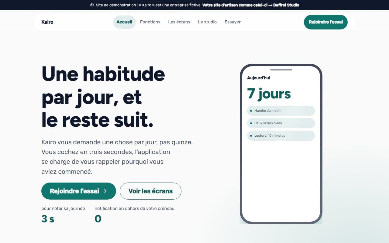 Aperçu du site de démonstration Kairo